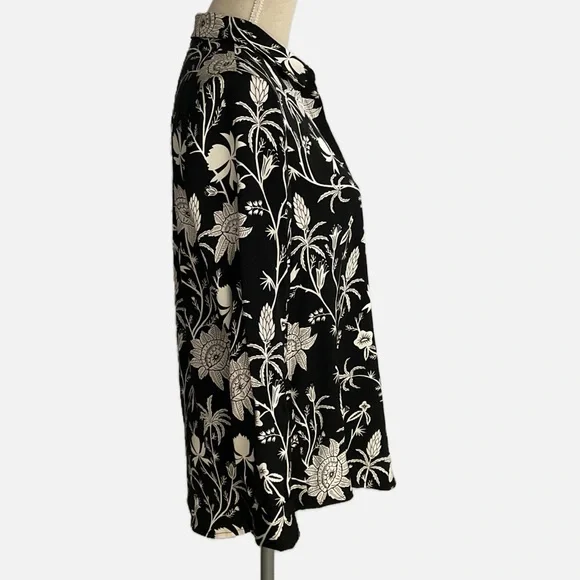 Scotch & Soda Floral Print Button Down Shirt Women's Medium Black White - Picture 8 of 15